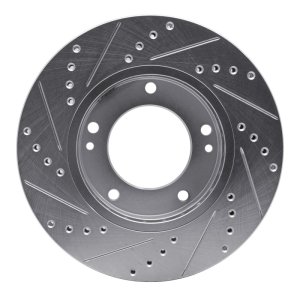 Kia Sorento Brake Rotor (1) - Front Right - R1 Concepts - Drilled & Slotted - Silver - `03-`06
